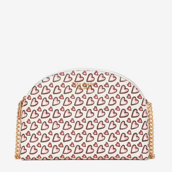 Kate Spade Morgan Fancy Hearts Double-zip Dome Crossbody Purse KA073 - Picture 2 of 11